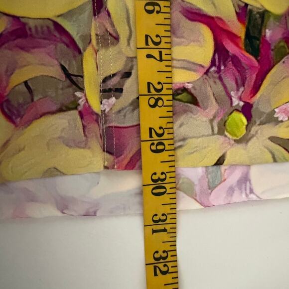 CHIARA BONI Blouse LG Point Collar V-Neck Split Cuffs Ruched Split Cuffs Floral - Picture 14 of 14